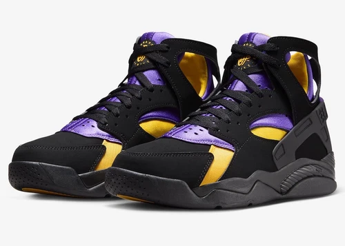 Nike Air Flight Huarache “Lakers Away” Black Varsity Purple Sz 9 FD0188-001