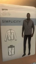 Simplicity 9191 Vests & Jackets w/ Stand Collar Pattern Men's S-XXL Uncut