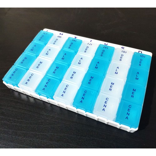 Pastillero 28 Compartimentos Plástico con Marcado y Colores | Para Medicamentos - Imagen 9 de 14