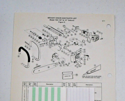 Vintage 1977 Wright Parts List - Model 104 (10