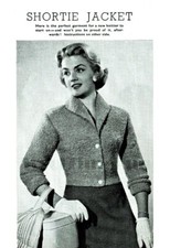 Knitting Pattern Vintage 1950s Womens Short Fitted Jacket. Quick Knit.