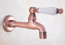 Red Copper Ceramic handle Mop Pool Sink Tap Single Cold Laundry Faucet aav325