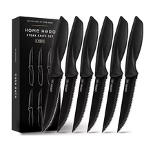 6 Pcs Steak Knives Razor-Sharp Steak Knives Set of 6 High-Carbon Stainless Steel