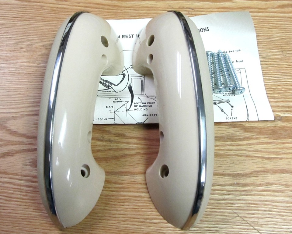 1955-1956 CHEVY 150 - 210 MODEL ARM RESTS BEIGE pair with hardware NEW ...