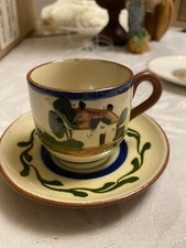 Torquay Mottoware Demitasse Set - Devon, England Cup  Saucer - Vintage
