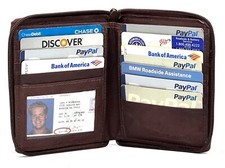 Genuine Leather Mens Bifold European Wallet ID Card Organizer Zip Around Hipster