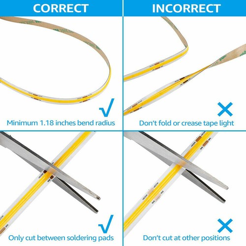 DC12V/24V Flexible COB LED Strip Rope Lights for Home Party Boat Car 528LEDS/M - Picture 8 of 42