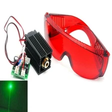 DC12V 532nm 80mW Green Laser Module Point Dot Stage Lights w/ Protection Glasses