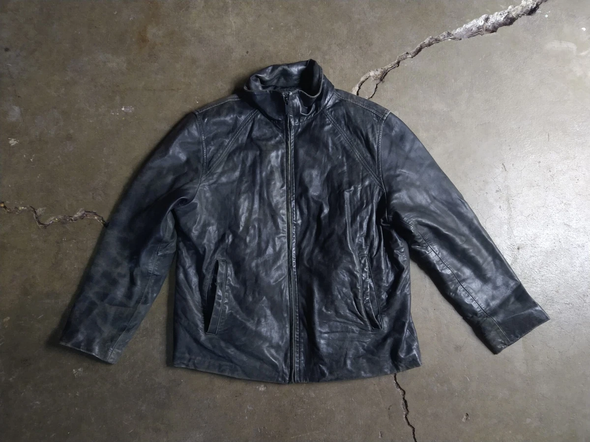 Calvin klein genuine clearance leather jacket mens