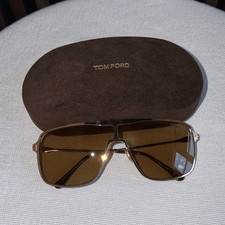 TOM FORD Men's Aviator Sunglasses Gold Metal Frame Brown Tinted Lenses Case