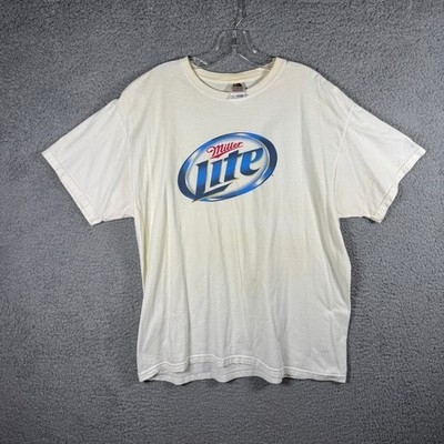 Fruit of the Loom Miller Lite Beer Graphic T-Shirt Mens XL White Heavy Cotton HD
