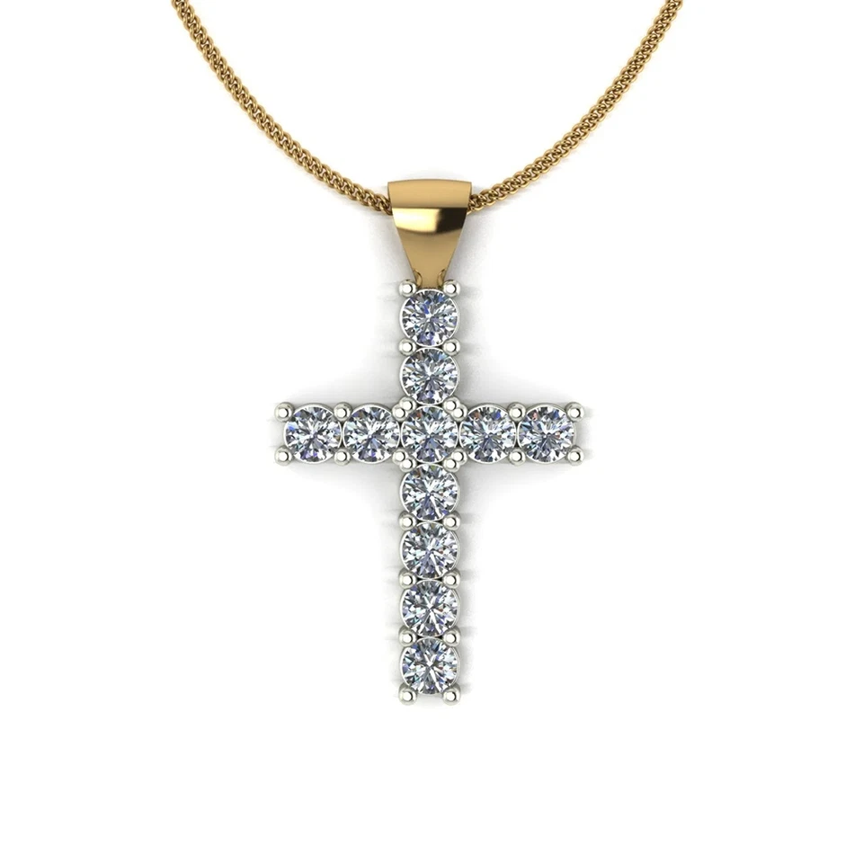 Diamond Pendant GLI HRD Round Cut 0.50 Ct Lab Grown 18k Multi Tone Gold Necklace - Image 3 of 4