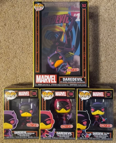 4x Funko Pop Daredevil Lot! Comic Book Cover w/Case #1, Shadowland & More!