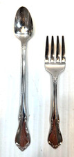 Set 2 Vtg TODDLETIME Oneida Infant Feeding Spoon Baby Fork Stainless Flatware