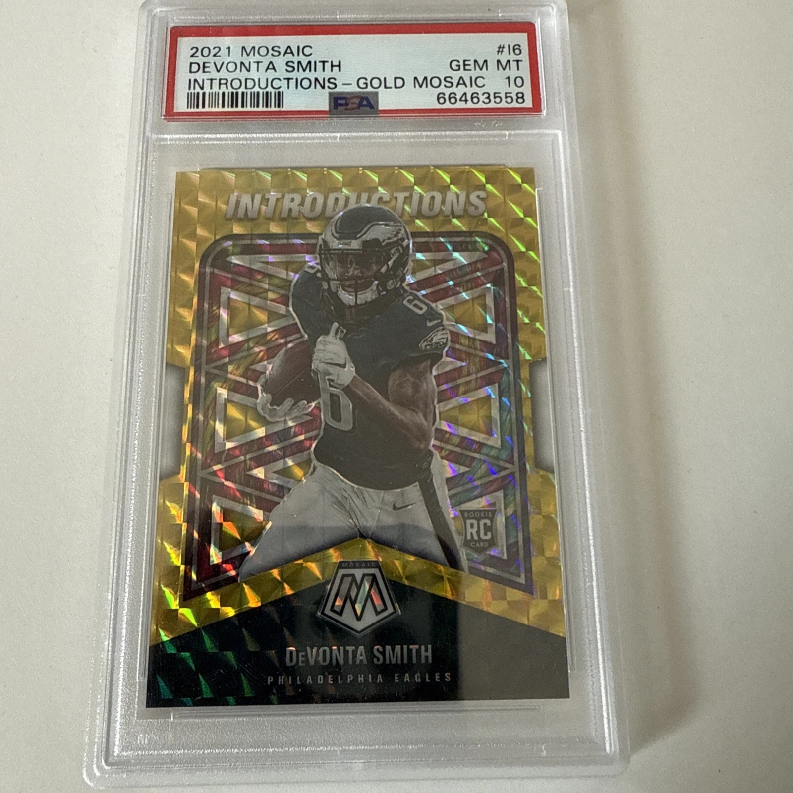 DeVonta Smith Panini Mosaic Introductions #I6 Gold Mosaic