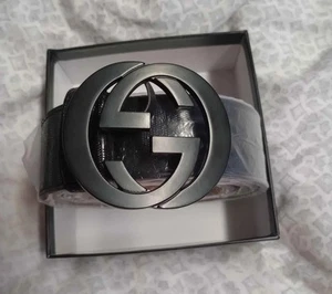 Ceinture homme Gucci GG noire brillante monogramme à emboîter taille 50/125.