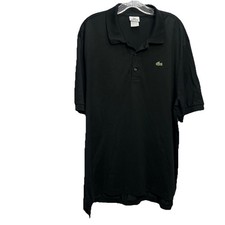 Lacoste Polo Shirt Mens 8 Black Classic Crocodile Logo Short Sleeve Cotton
