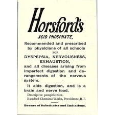 Horsford's Acid Phosphate Rumford Chemical Works Providence RI 1892 Ad AG2-M10