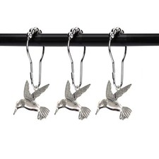 Hummingbird Shower Curtain Hooks Rings Bird Garden Nature Spring Theme Decora...