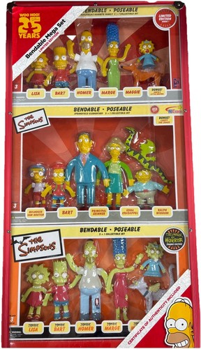 2014 The Simpsons 25th Anniversary LE/1000 Bendable Figure Double Sided Mega Set