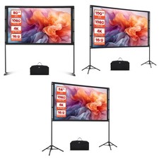 Uimoso Projector Screen with Stands 80/84/100 In 160 Viewing Angle 4K HD, 16:9