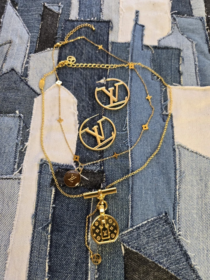 2 Gold Charm Designer Necklaces And Earrings  - Image 2 of 4