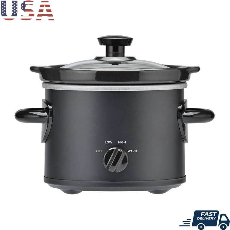 2 QT Slow Cooker Removable Stoneware Crock Two Settings Easy Clean Meals New