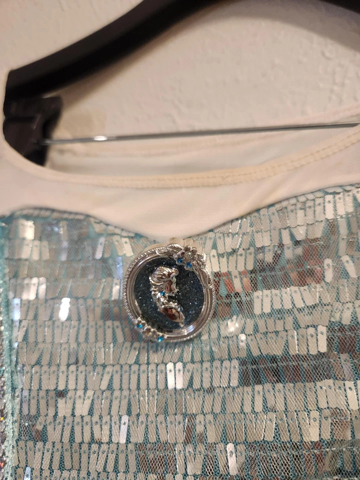 Disney Store Frozen Elsa Vestido Niñas 9/10 Azul Lentejuelas Tul Copo de Nieve Disfraz Foto 3 de 4