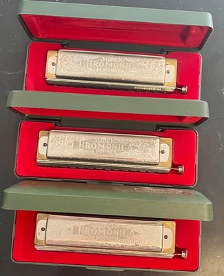 3 Hohner Chromonica Harmonica Key C F G