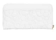Antonio Melani White All Leather Zip Around Wallet Wristlet White Floral