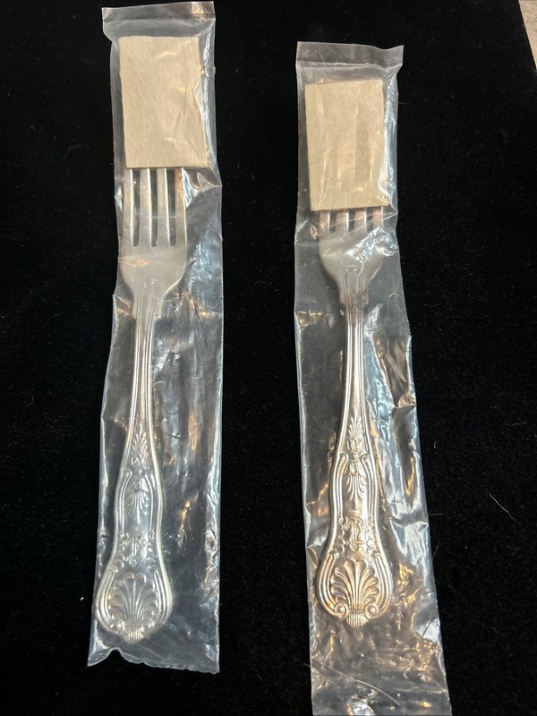 NEW Vintage Silverplate US Navy Dinner  Fork INSICO USN Anchor 8 2/8" Pair I
