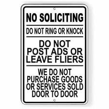 No Soliciting We Do Not Purchase Goods Sold Door To Door  /  Sign / Decal  Si09