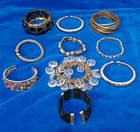 Lot of 10 Vintage Bangles Bracelets Unmarked Unbranded Costume Jewelry