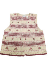Vintage Grannycore 90s Knit Vest Embroidered Roses Size Medium 100 Cotton