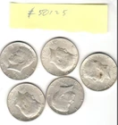 1964 Kennedy Half Dollar 90% Silver Circulated Qty5  "Actual Coins Pictured"