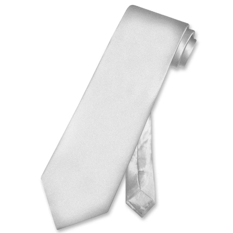 Conjunto de corbata de cuello y chaleco de vestir de seda liso color gris plateado XL Biagio para hombre Foto 3 de 4