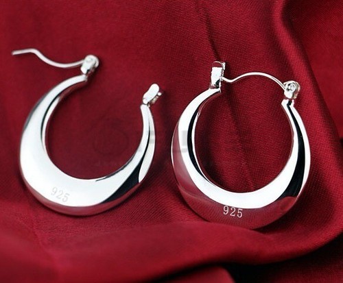 Hypoallergenic 925 Sterling Silver Filled Moon Shaped Hoop Huggies Stud Earrings - Picture 42 of 44