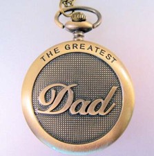 GREATEST DAD Pocket Watch w/ Your Choice Chain Vintage Style Mens Gifts for Dad