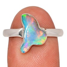 Natural Ethiopian Opal Polish Rough 925 Silver Ring Jewelry s.8.5 CR74379