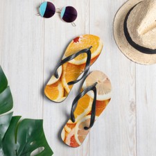 Unisex Flip-Flops, Orange Flip-Flops, citrus flip flops, beach shoes