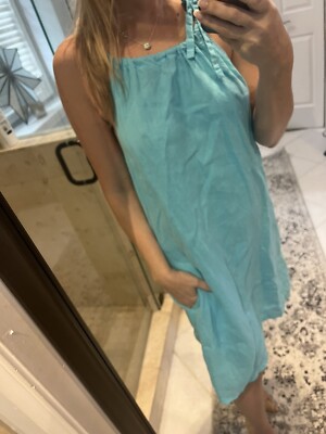 Tommy Bahama Womens Dress Medium Linen Halter Beach Casual Summe Blue Green  Rope | eBay