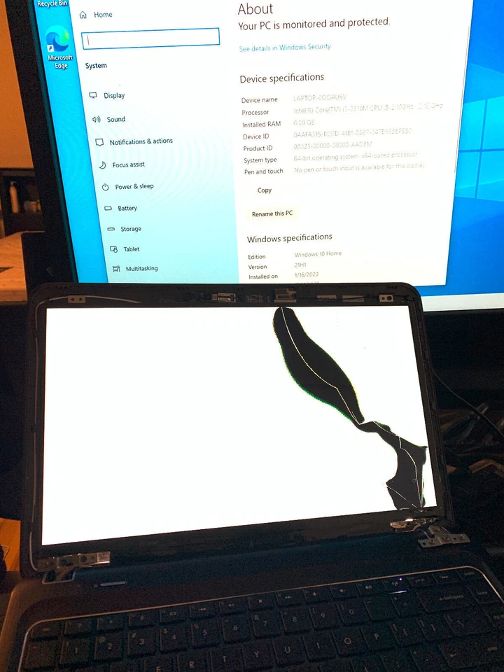 HP Pavilion DM4 2015dx Intel i3 para PIEZAS/Reparación Funciona 6GB/600GB Windows 10 Foto 2 de 4