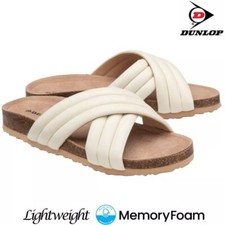 LADIES COMFORT SUMMER BEACH FOOTBED SLIP ON FLAT WIDE MULES SLIDERS SANDALS SIZE
