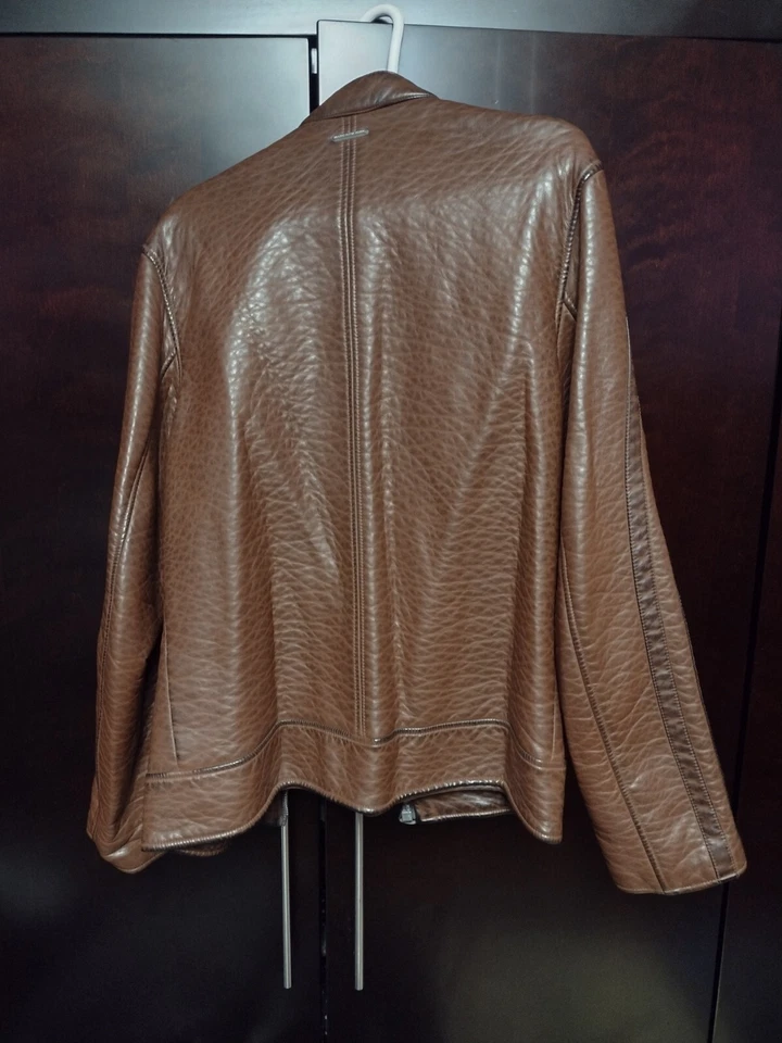 Andrew Marc New York Men's Brown Faux Leather Jacket Size M. Excellent Condition - Image 3 of 4