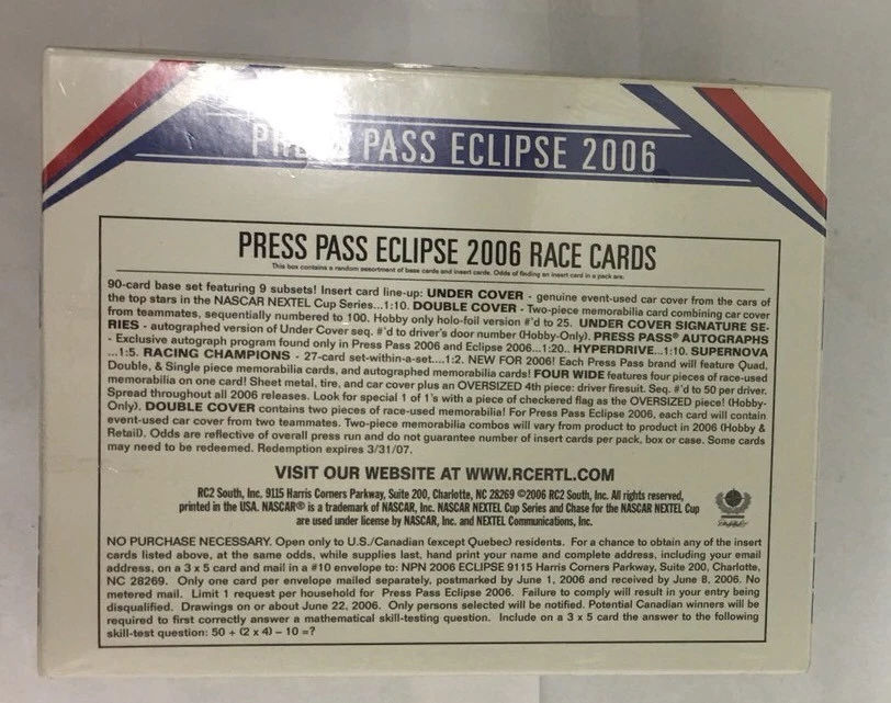 2006 Press Pass Eclipse NASCAR Racing Hobby Edition Box Factory Sealed 20 Pack - Image 4 of 4