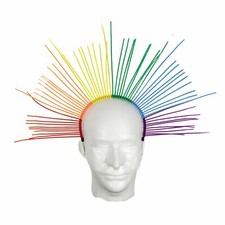 Spiked Zip Tie Halo Crown Headdress, Rainbow Gay Pride Edition