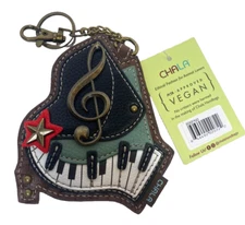 Chala Musical Note Piano Key Board Key Chain Coin Purse Vegan Fob Charm NEW!