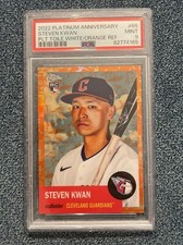 2022 Topps Chrome Platinum Steven Kwan Platinum Toile Cream Orange /25 RC PSA 9