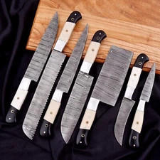 Damascus Steel Chef Knife Set 7PCS – Professional Kitchen Knives KitchenWare