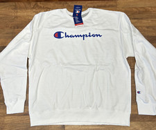 Champion Sweatshirt Men's Classic Script Logo Authentic Color White Size XL